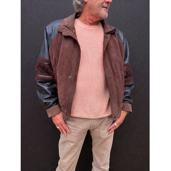Vintage COS Uomo Leather & Suede Bomber Jacket – XL (His / Hers)